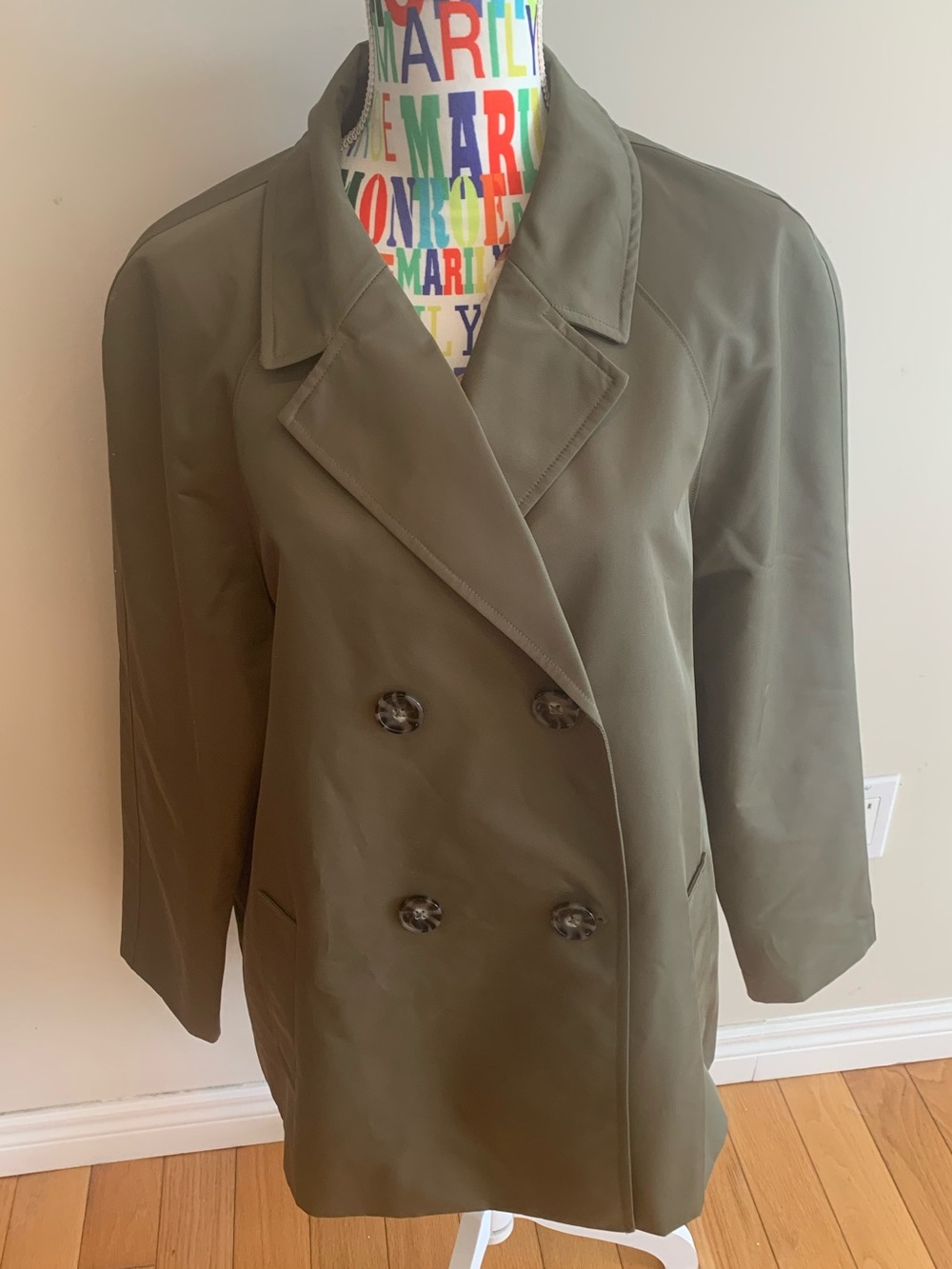 NWT Ellen Tracy Olive Green Double-Breasted Women's Coat